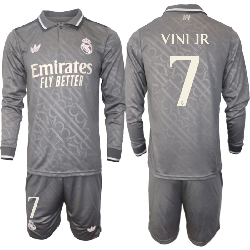 Men 2024-2025 Club Real Madrid away Long Sleeves Grey #7 Soccer Jerseys